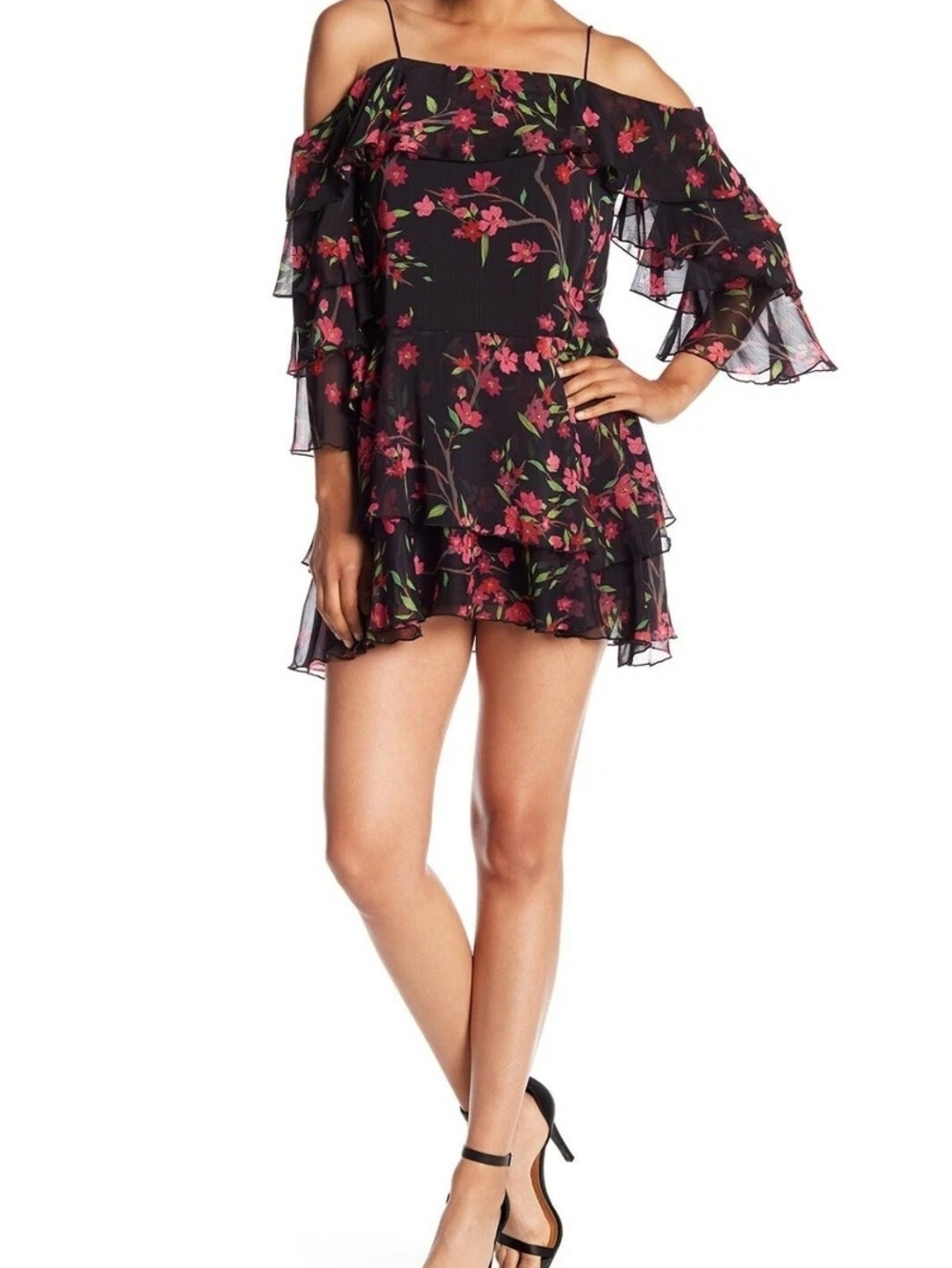 Alice + Olivia Lexis Silk Cold Shoulder Dress